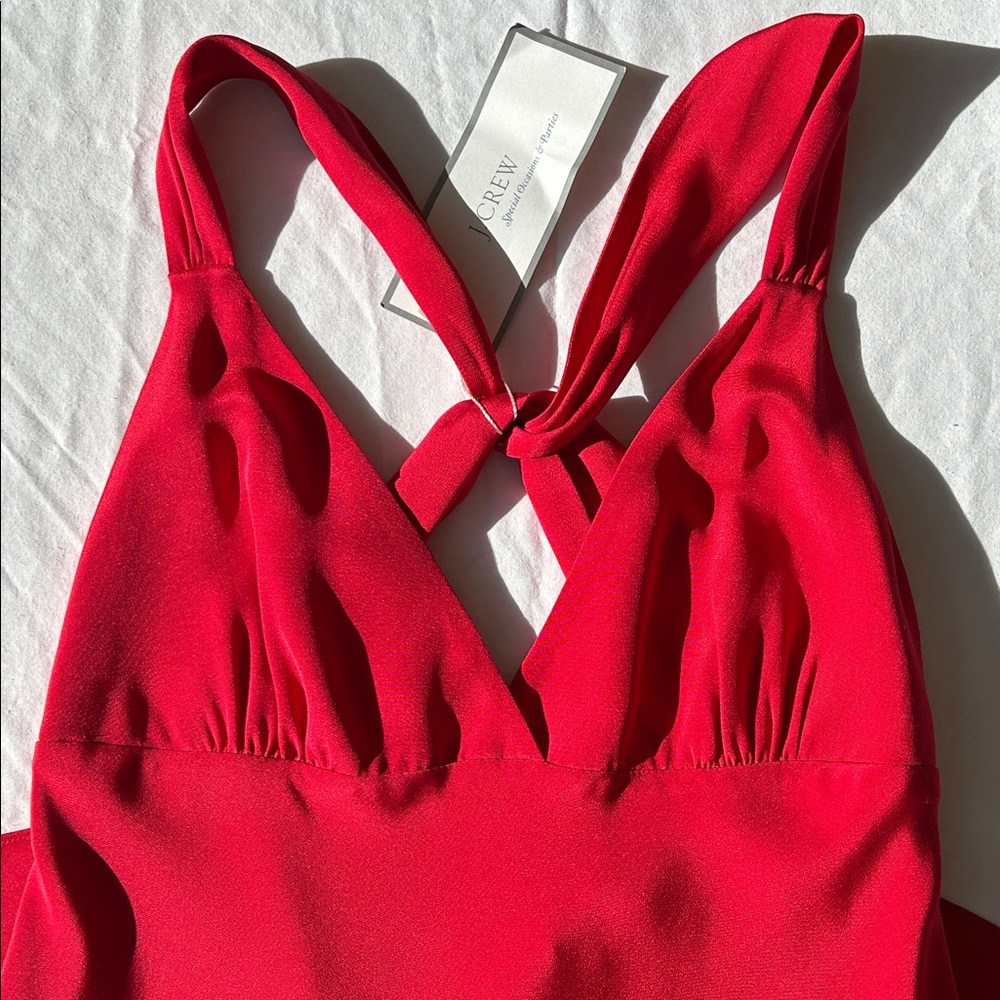 J. Crew Special Occasion Red Silk Halter Dress
